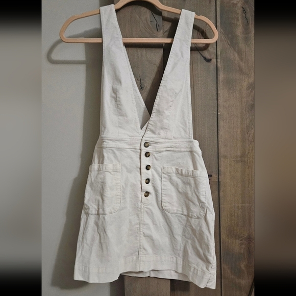 FREE PEOPLE Old School Love Corduroy Pinafore Dress In Cream. Size 2 - Picture 9 of 14